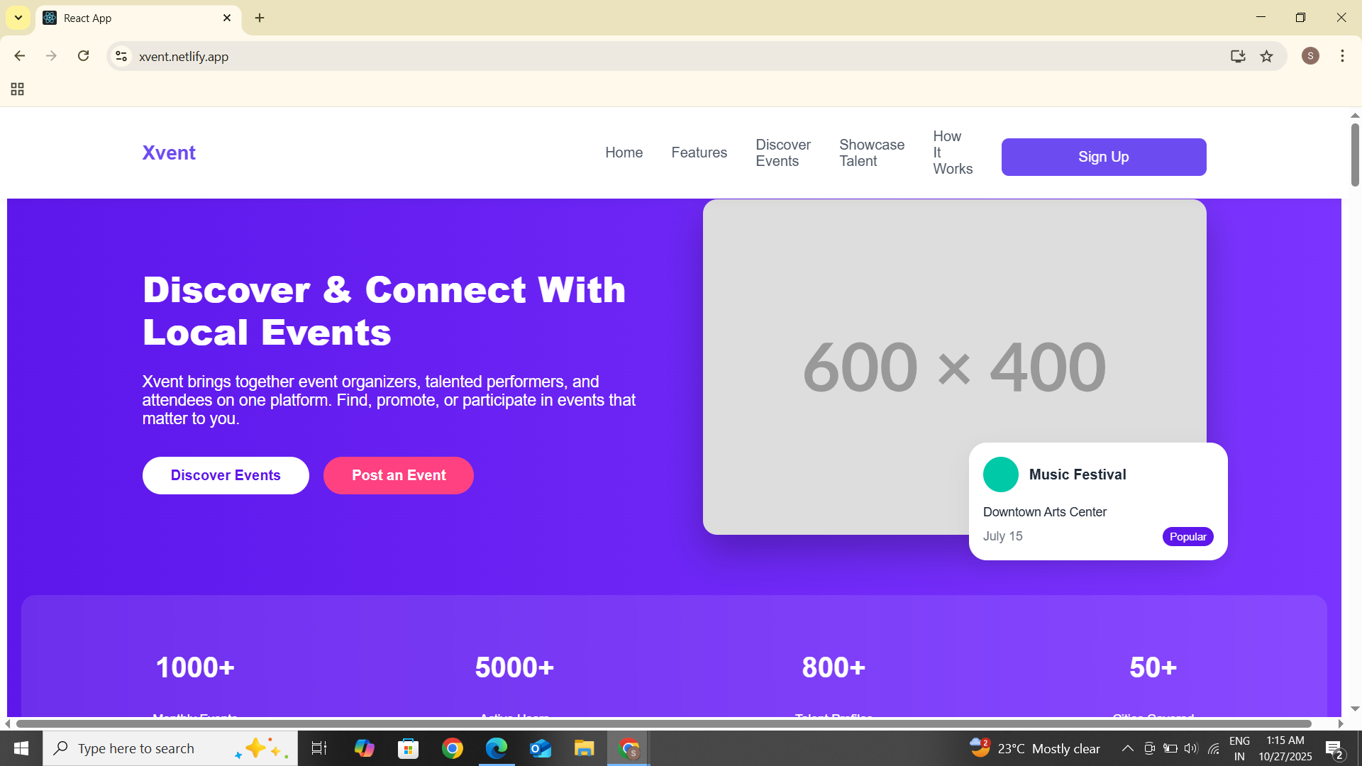 Xvent Social Media Web App